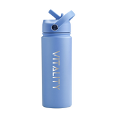 Powder Coated Water Bottle - Blue Straw